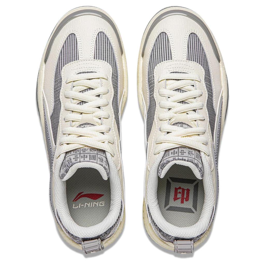 Li Ning Synthetic Leather Cow Split Leather Printing Technology Simple Comfortable Shock Absorption Wear Resistant Low Top Skate Shoes AECV011-1
