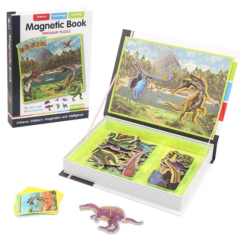 Нетоксичная Монтессори Магнитная Книга Занятий 3D Мультяшные Пазлы-Головоломки Забавная Игра для Тренировки Мозга Образовательные Обучающие Игрушки Для Детей Подарок на Рождество