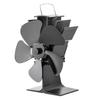 5 Blades Efficient Wood Stove Fan Wood-burning Real Fire Fireplace Fan for Pellet Wood Log Burning Stove Home Black