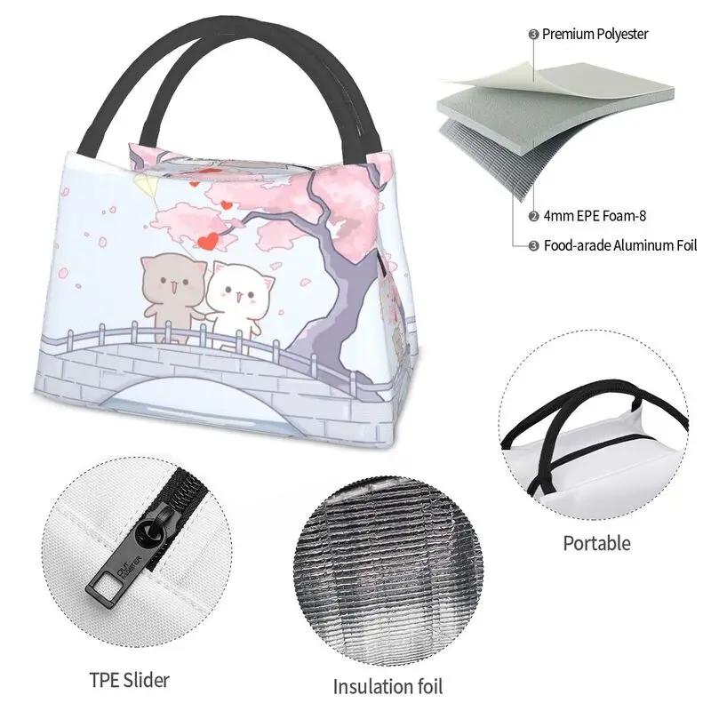 Индивидуальный романтический персиковый и гома моти кошка сумка для обеда женская сумка-холодильник термоизолированный ланч-бокс для офисных поездок
