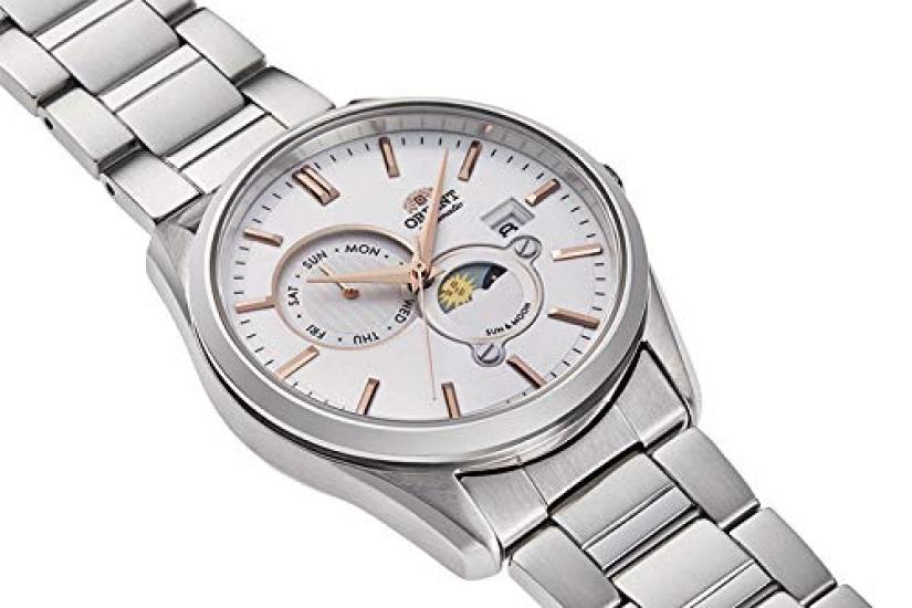 Orient SUN MOON Automatic Contemporary with Japanese Warranty & Watch, Style, Men's, White, Silver, RN-AK0301S, Manufacturer's