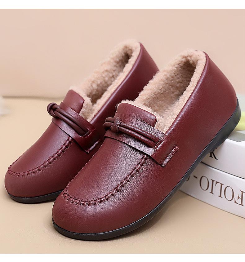 Women's New Fashion Comfortable Leather & Velvet Ankle Boots - Warm and Lightweight Cotton Shoes