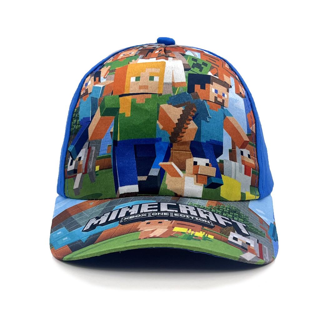Pattern Kids Minecraft Sun Protection Cap With Round Top For Summer Casual