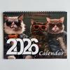 2026 Хип-Кот Настенный Календарь 3 Крутых Кота в Солнцезащитных Очках Модный Наряд Обязательно для Любителей Кошек Идеальный Подарок и Домашний Декор