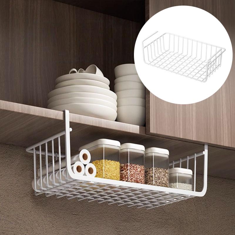 1 шт. Белая/Черная подвесная сетчатая корзина из железа, большая вместимость, подвесная под шкаф, на стену, в гардероб, корзина для хранения, кухонные инструменты