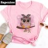 Готическая женская футболка с милым принтом совы, всесезонная мода, тонкие футболки с короткими рукавами, Harajuku, повседневный розовый топ Fe, одежда унисекс, футболка унисекс