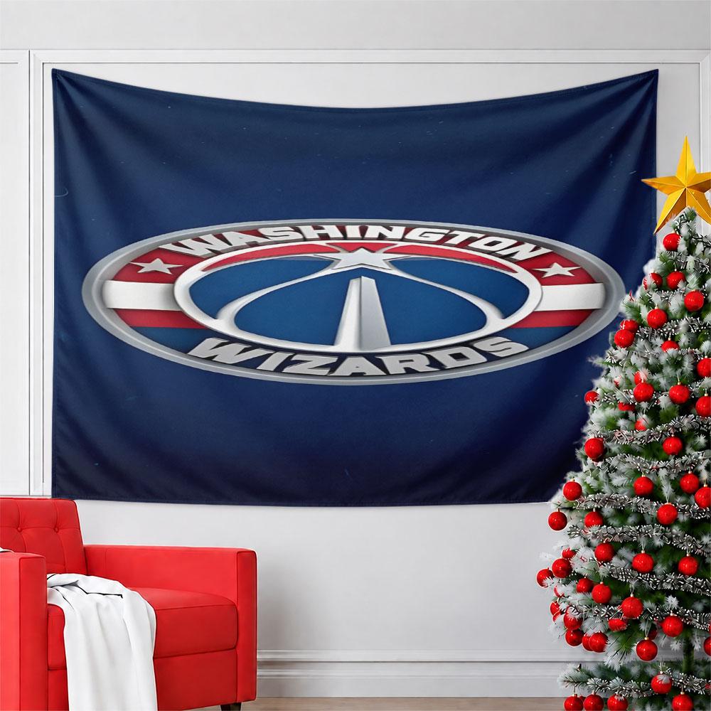 Washington Wizards Logo Design Pattern Wall Hanging Tapestry Decorative Tapestry Home Decor for Bedroom and Living Room