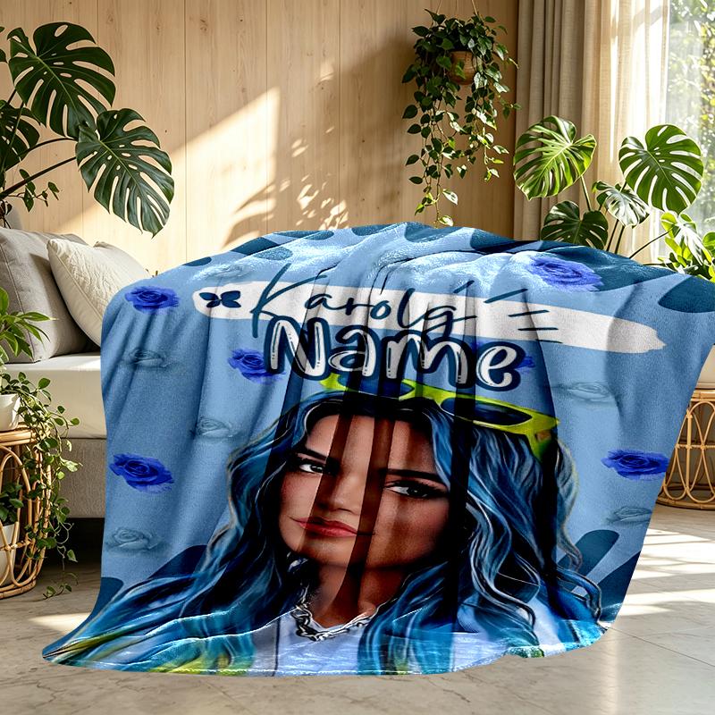 Custom Name Personalized Karol G Print Blanket, Home Decor, Bedroom, Sofa, Camping, Couch, Gifts for Birthday Christmas