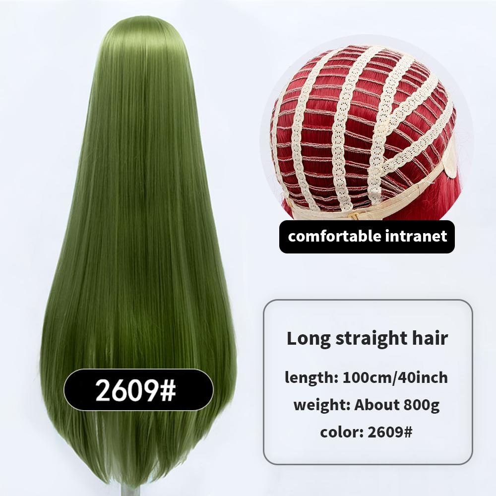 Длинный синтетический парик аниме для косплея 100 см с челкой, светлые, синие, красные, розовые, фиолетовые волосы для вечеринки