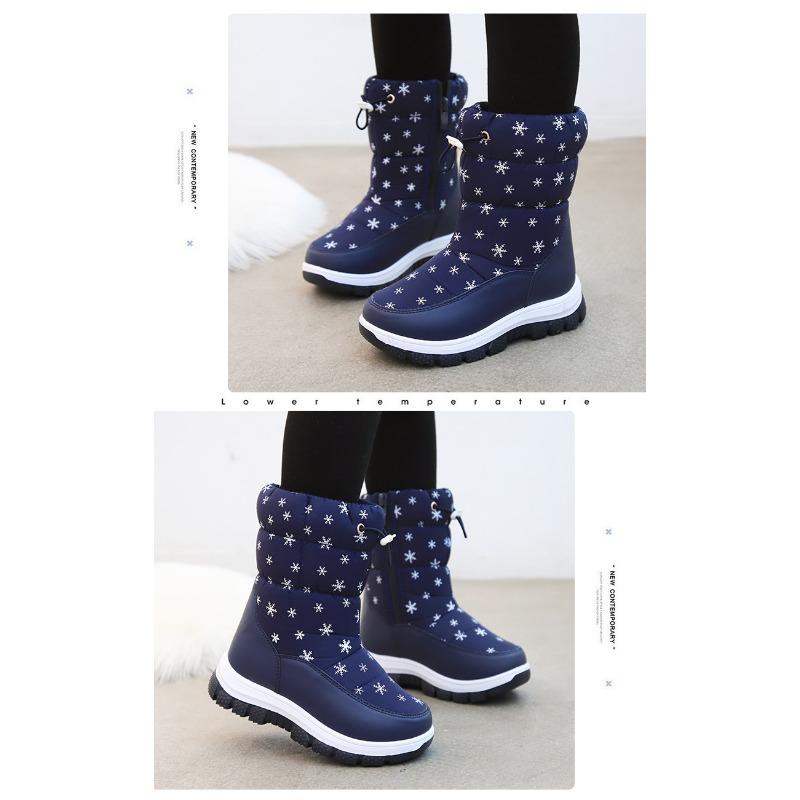 Модные универсальные новые детские зимние ботинки, высокие ботинки со снежинками, симпатичные хлопковые ботинки, повседневные теплые ботинки с мягкой подошвой