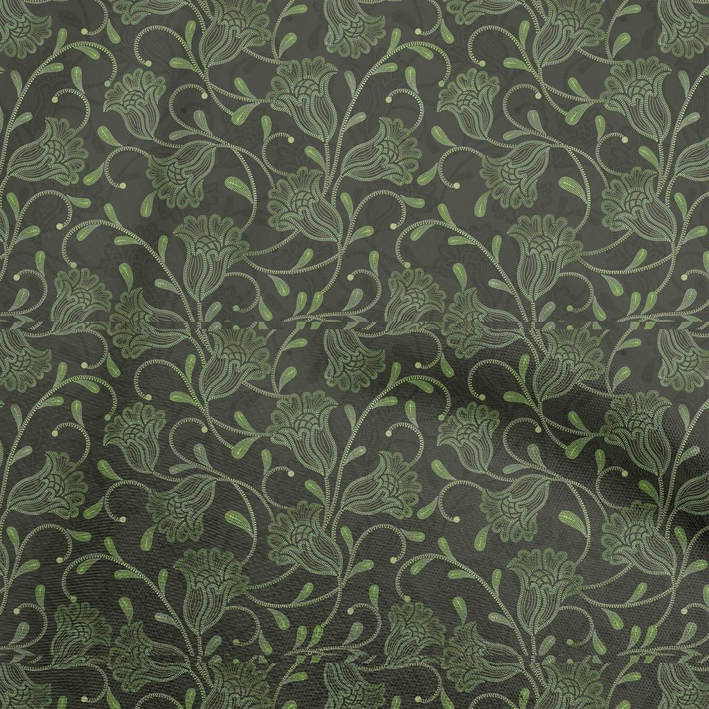 oneOone Cotton Flex Gray Fabric Dotted Floral Diy Clothing Quilting Fabric Print Fabric By Yard 40 Inch