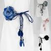 Повседневная универсальная длинная поясная цепочка с кисточками, декоративная юбка, женский тонкий пояс с милым узлом, большой цветок