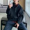 Мужская зимняя худи в корейском стиле с молнией на половину: Простой, Однотонный, Свободный крой, Повседневный вязаный пуловер