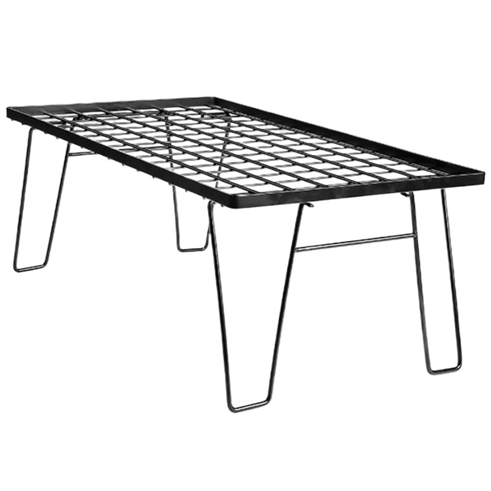 Camping Lightweight Table with Table Board & Bag Picnic Iron Mesh Desk Multifunctional Campfire Grill Table for Outdoor Barbecue
