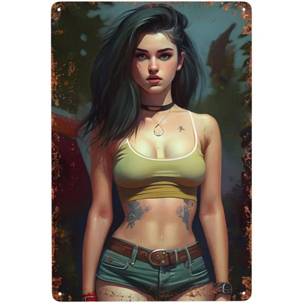 Металлические жестяные знаки Pinup Girls Vintage Board Plate Retro Wall Art Sexy Lady Poster для дома Cafe Bar Pubs Iron Painting Decoration