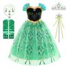 Princess Costume for Girls Green Dress Up with Accessories for Toddler Cosplay Christmas Birthday Party