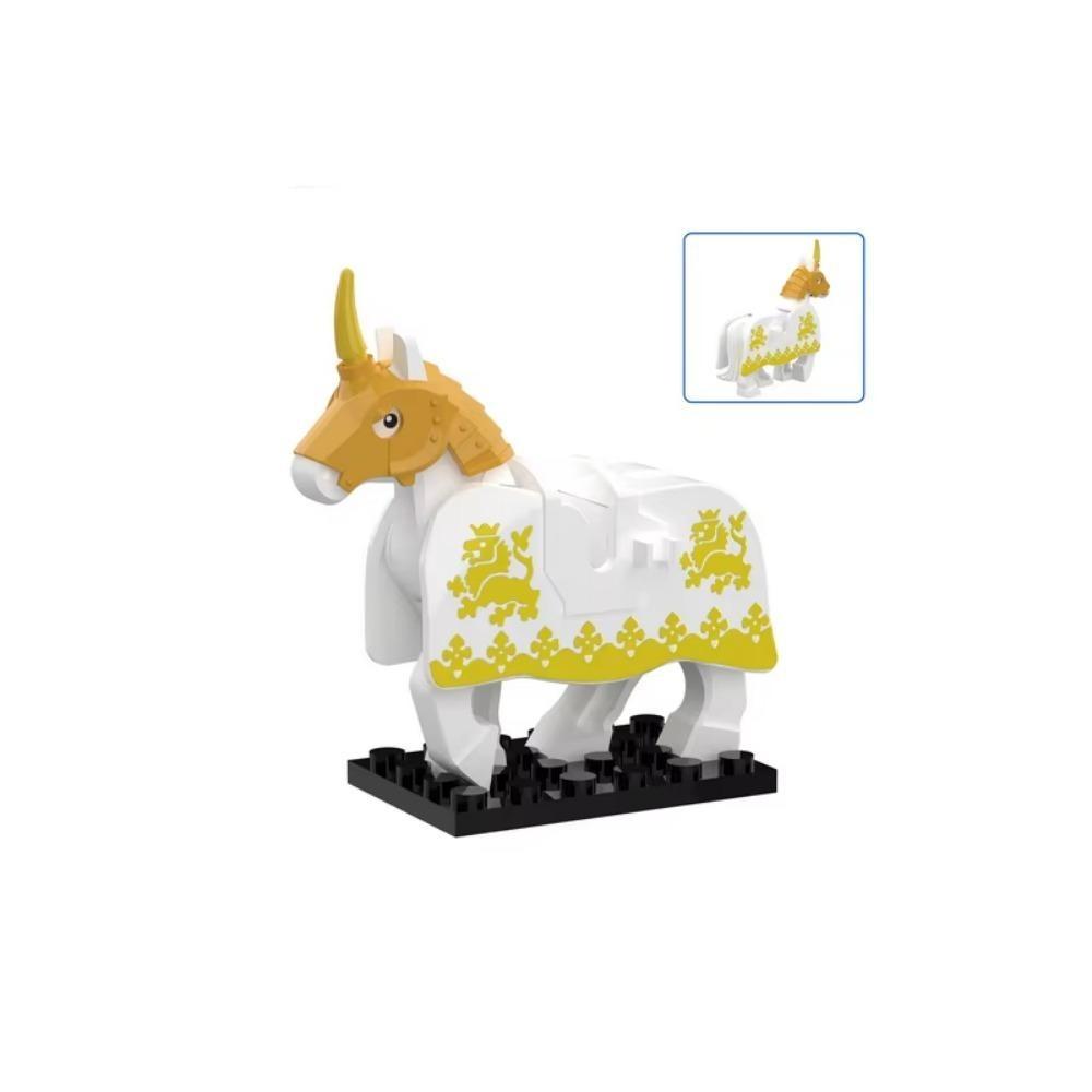 Средневековый MOC Боевой конь Строительные блоки Волк Рыцарь Фигурка Монстр Дикое животное Лиса Жираф Воробей Ворона Панда Модель Кирпич Игрушка K055