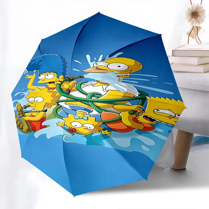1pc water hose Lisa Simpson umbrella with 8 iron ribs and a plastic handle, automatic opening and closing, and daily use.1024