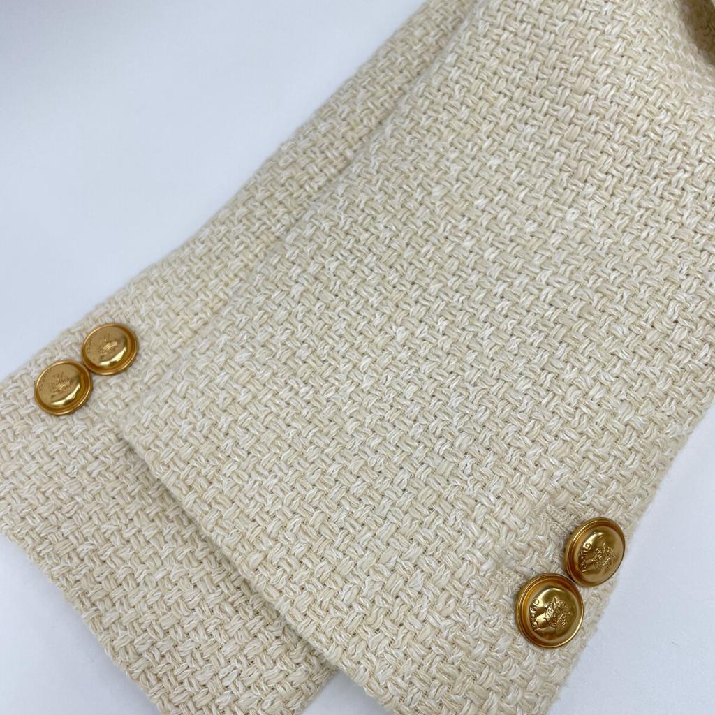 Gucci 674332 Бежевый Золотой Пуговица Без воротника Твидовый пиджак Пиджак 36 бежевыйБ/у