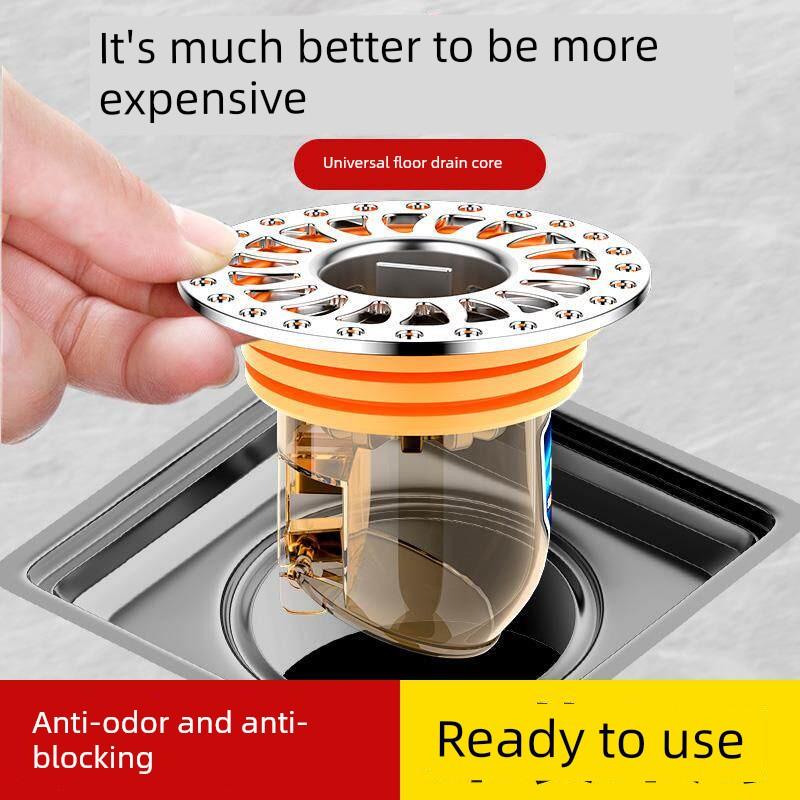 German Quality Floor Drain Deodorizer, Universal for Bathrooms, with Internal Core and Sealing Cover, Anti-Insect and Anti-Odor Device for Drains