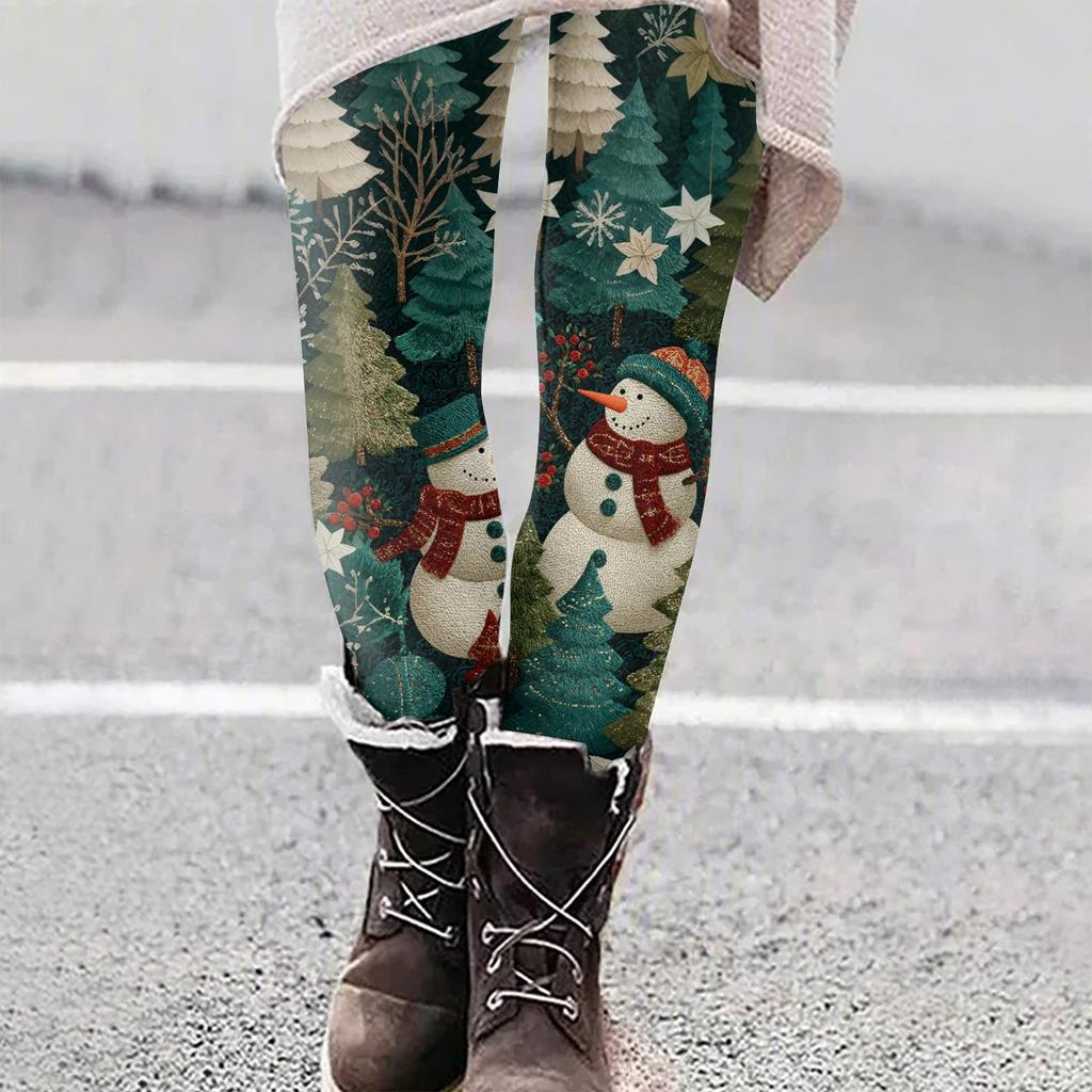 Women's Christmas Print Slim Fit Elastic Yoga Casual Pants
