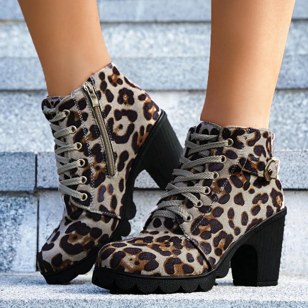 Fashion Spring Winter Women Pumps Boots High Quality Lace-up European Ladies Shoes PU High Heels Boots Fast Delivery