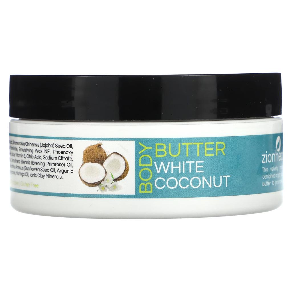 Zion Health Body Butter with Adama and Argan Oil, White Coconut, 4 Oz (118 G)