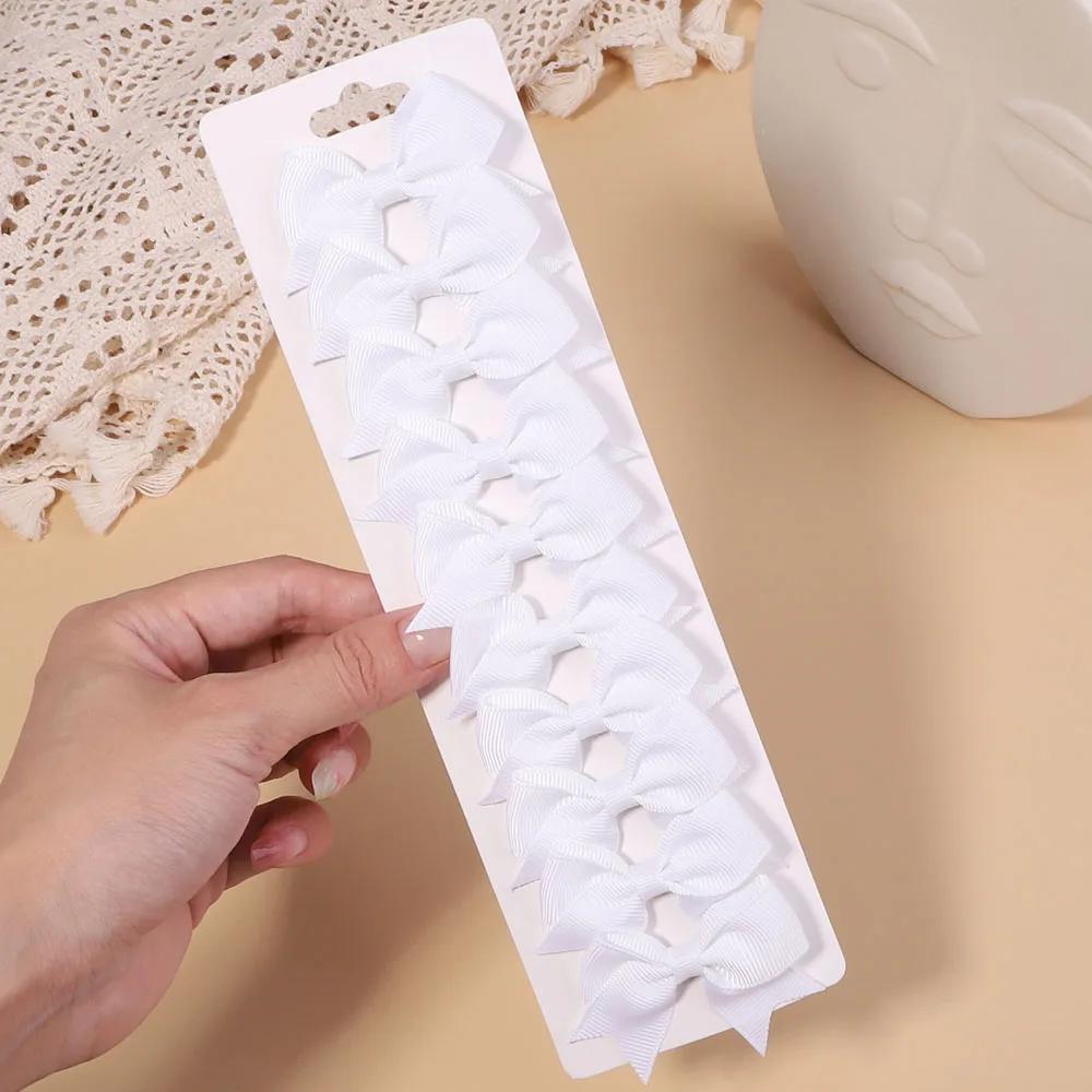 10 шт./набор однотонных репсовых лент, заколки для волос для детей, банты, заколки для волос, бутик, ручная работа, головные уборы, аксессуары для волос для девочек и младенцев