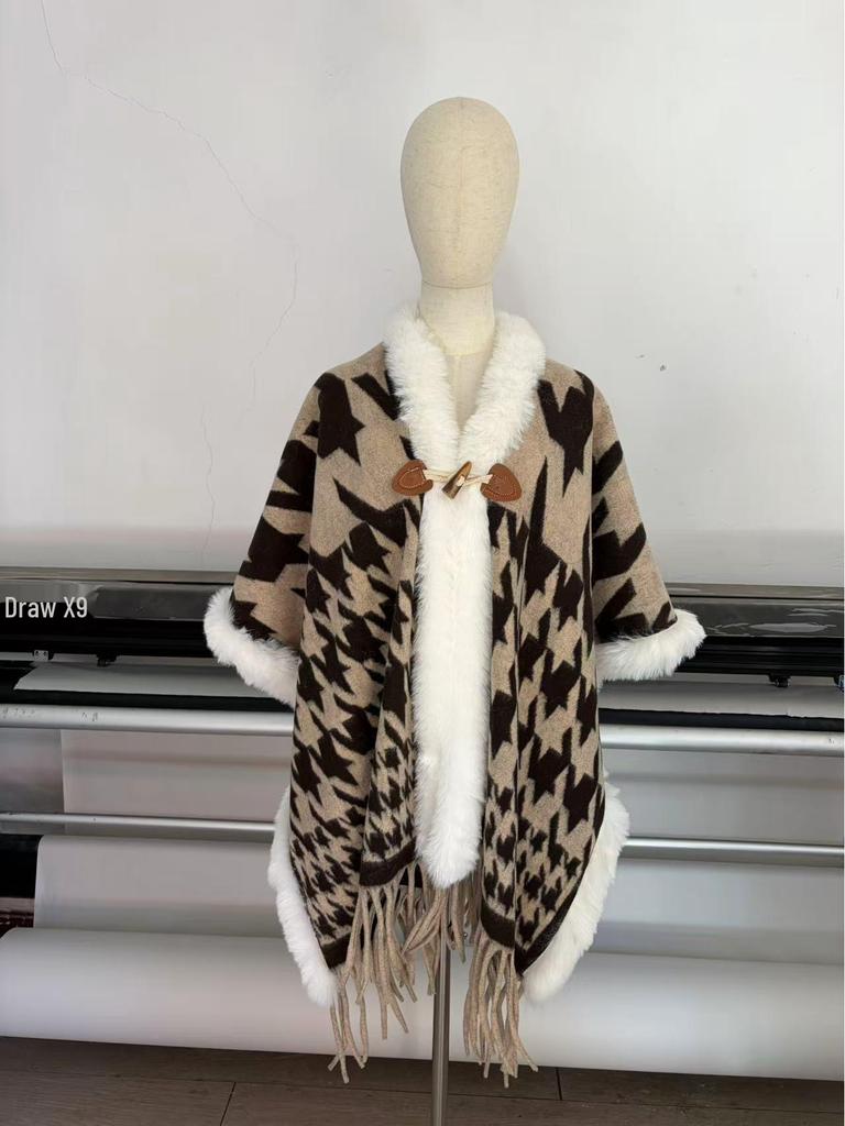 Элегантный женский шаль-накидка с цветочным узором в стиле акварели - Мягкая на ощупь, как кашемир, с бахромой