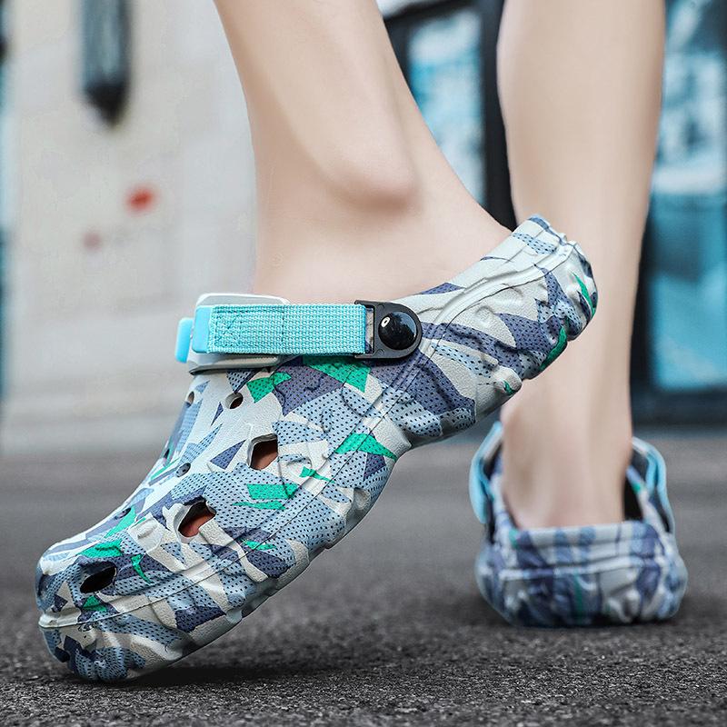 Легкие мужские клоги, тапочки, сандалии, мужская садовая обувь, плоские камуфляжные сандалии, удобные уличные шлепанцы, домашние клоги, обувь