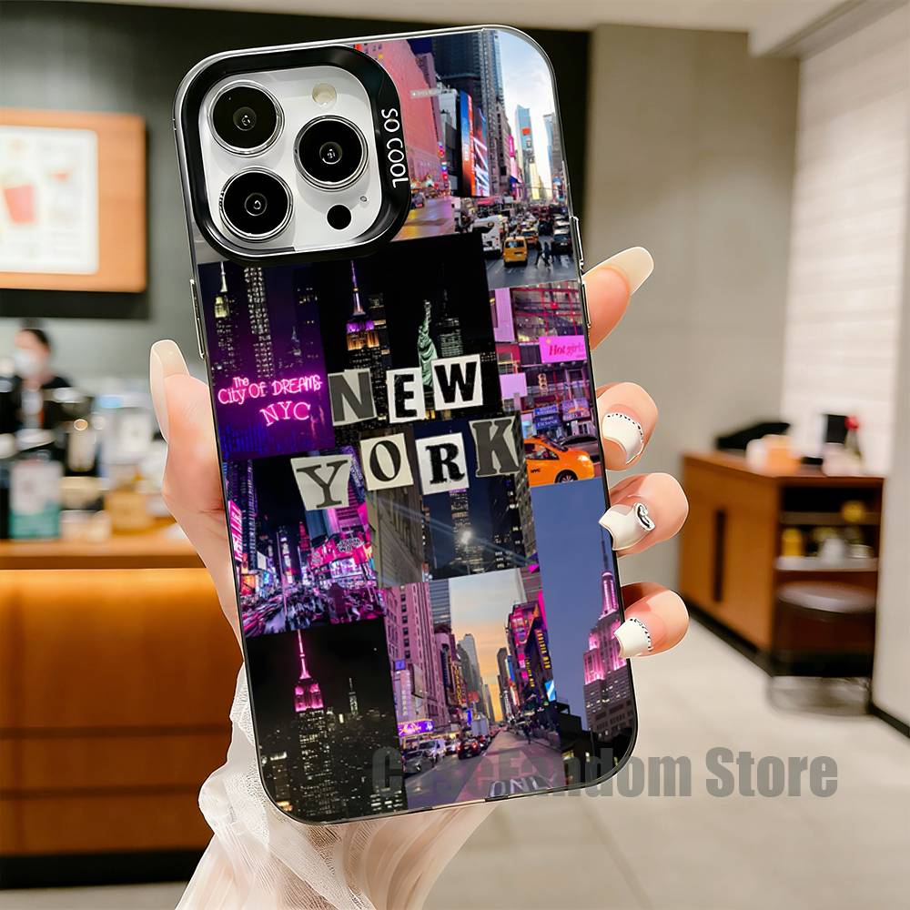 New York City Image Phone Case For iPhone 17,16,15,14,13,12,11,Pro,Max,Plus,Black Matte Shockproof Cover