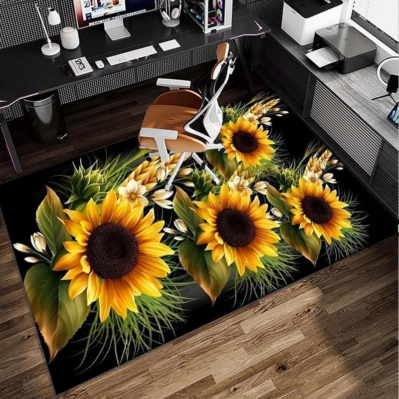 Butterfly And Sunflowers Office Rug Chair Mat, Entryway Carpet, Suitable for Front Door, Bedroom, Living Room, Desk, Holiday Gift