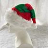 Thicken Santa Hat Plush Warm Winter Cap Striped Splicing Christmas Hat  Holiday Costumes Dress Up