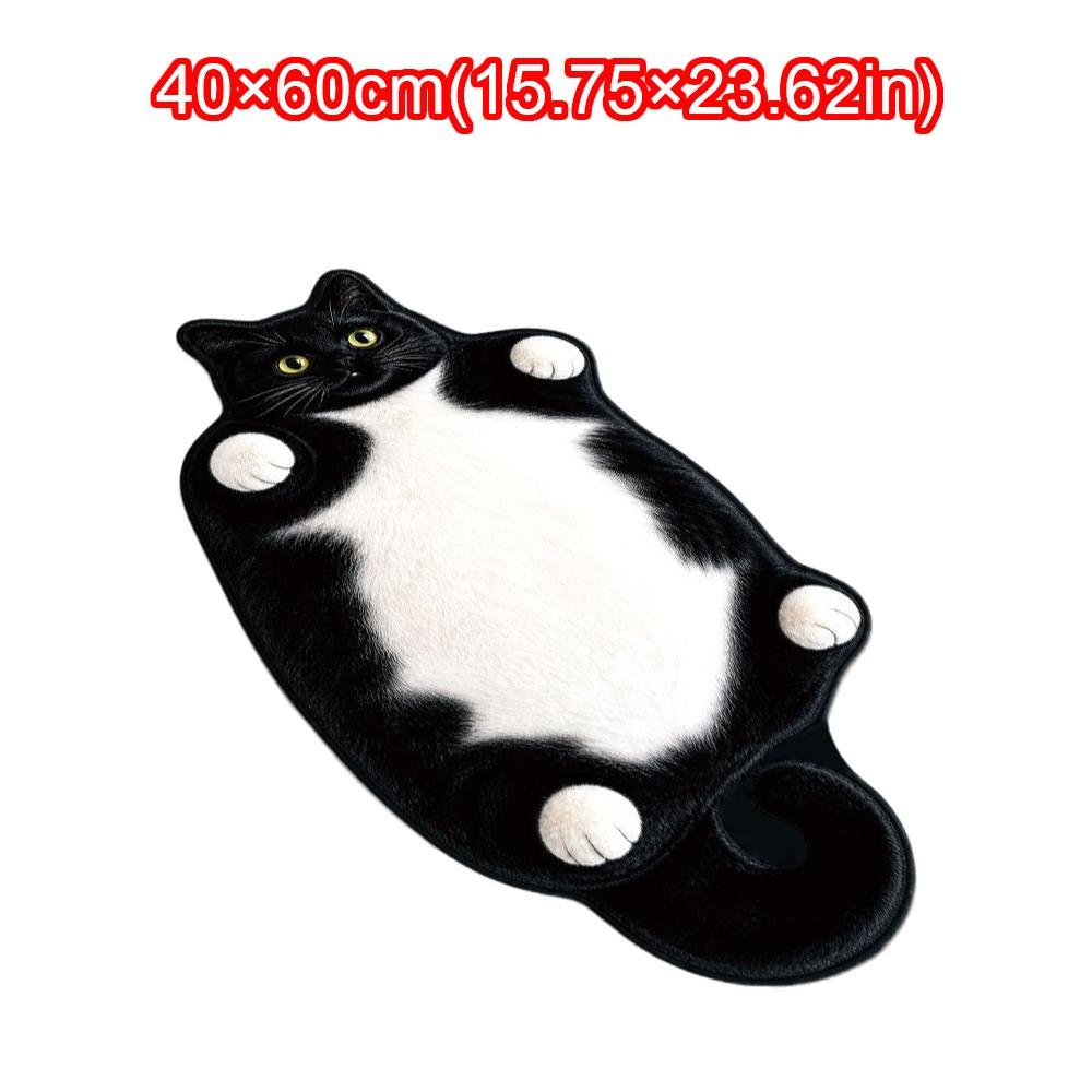 Absorbent Cat Shaped Rug Soft Surface Cat Shaped Carpet Cute Animal Print Rug Bedroom Decor