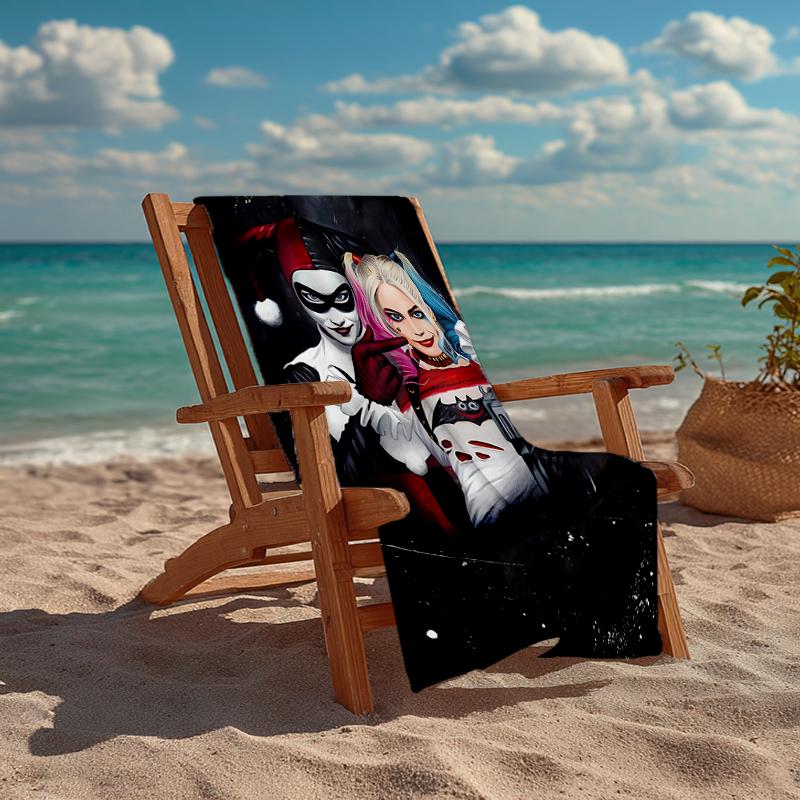Ultra-Soft Beach Towel with Harley Quinn Theme,Ideal for Pool - Camping, Diving - Perfect Travel Essential, Vibrant Beach Towel.