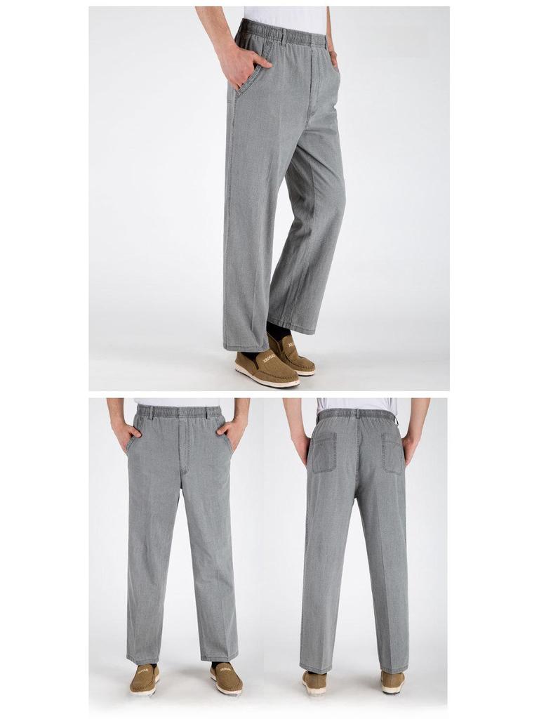Мужские брюки из льняной смеси с высокой талией: Дышащий, повседневный летний крой