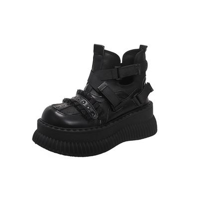 Готические ботинки женские трендовые туфли на платформе стильные лолита черные с коротким голенищем с круглым носком ботинки для девочки косплей ботильоны элегантные для вечеринки