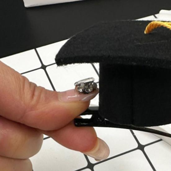 Yousheng Graduation Hat Hair Clip Felt Fabric Doctor Hat Shape Mini Cap with Tassel Hair Pin Kindergarten College Party Accessory