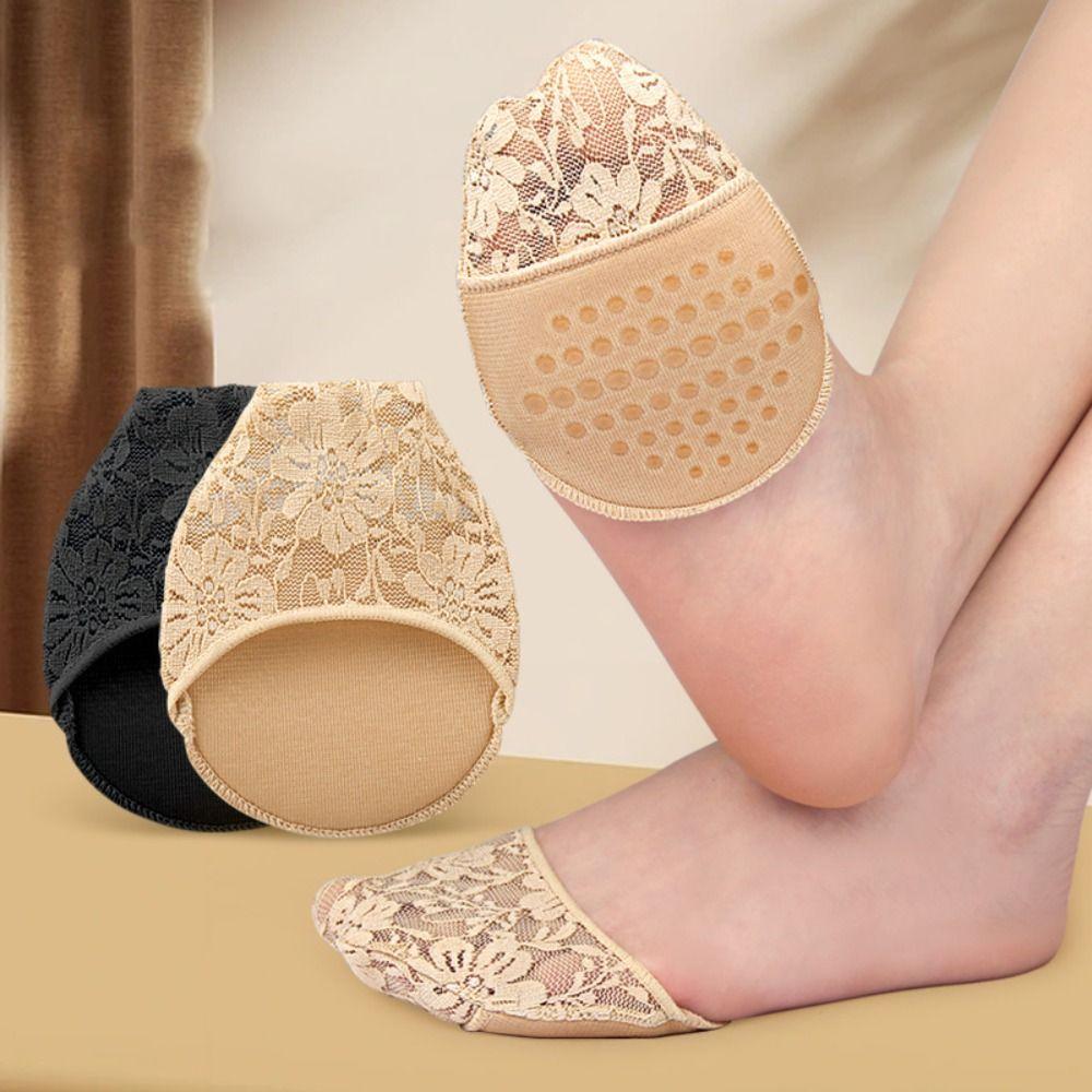 Pain Relief Lace Forefoot Pads Non-Slip Forefoot Socks Women High Heels Half Insoles