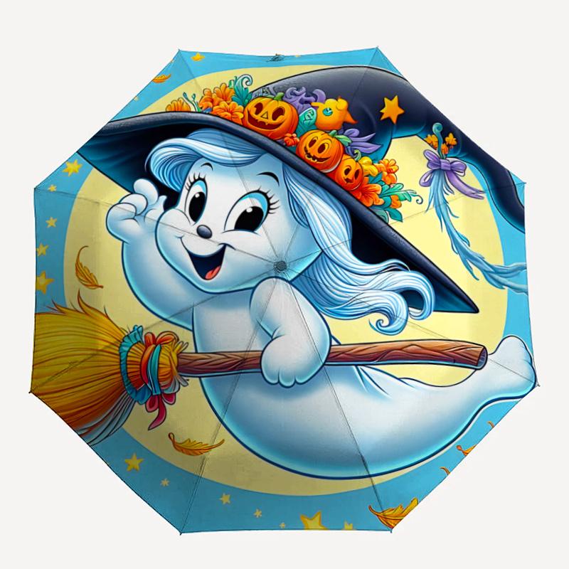 1pc Beautiful witch ghost Durable Cartoon Folding Cartoon Umbrella, Portable Compact Umbrella for Men and Women P013