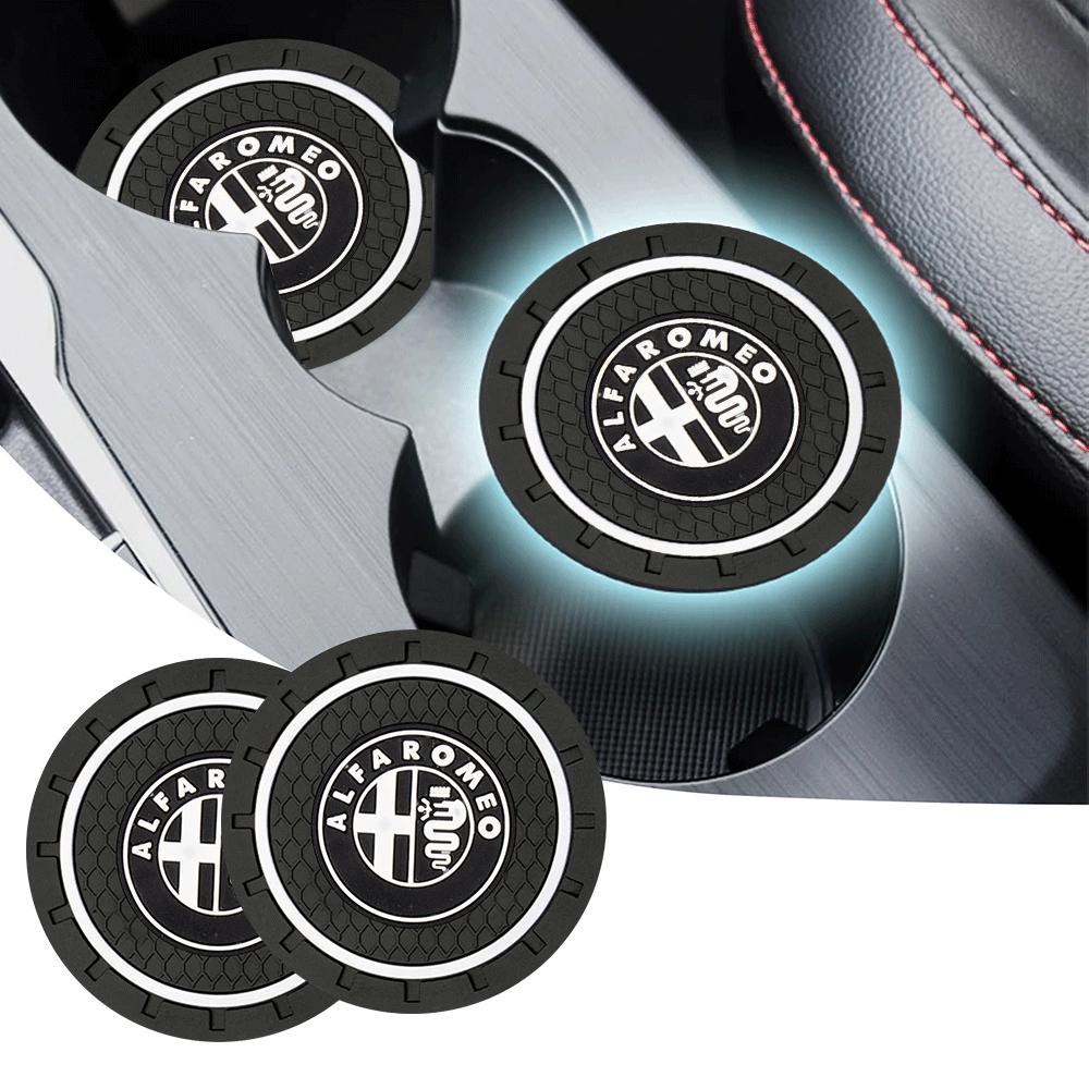 1/2pcs Car Coasters Silica Gel Water Cup Mat Valve Non-slip Pad For Alfa Romeo Giulia Stelvio MiTo Giulietta 147 156 159 166 GT