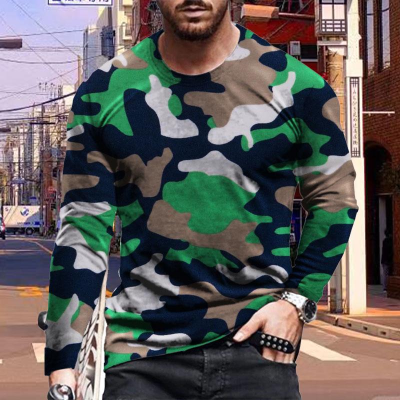 Новые 3D смешанные цвета принт мужские футболки с длинным рукавом футболки с круглым вырезом повседневный пуловер мужская одежда больших размеров
