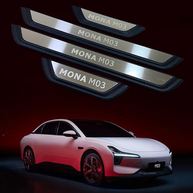 For Xpeng Mona M03 2024 2025 Car Accessories Door Sill Scuff Plate Pedal Trim Stickers Auto Threshold Stlyling Protector