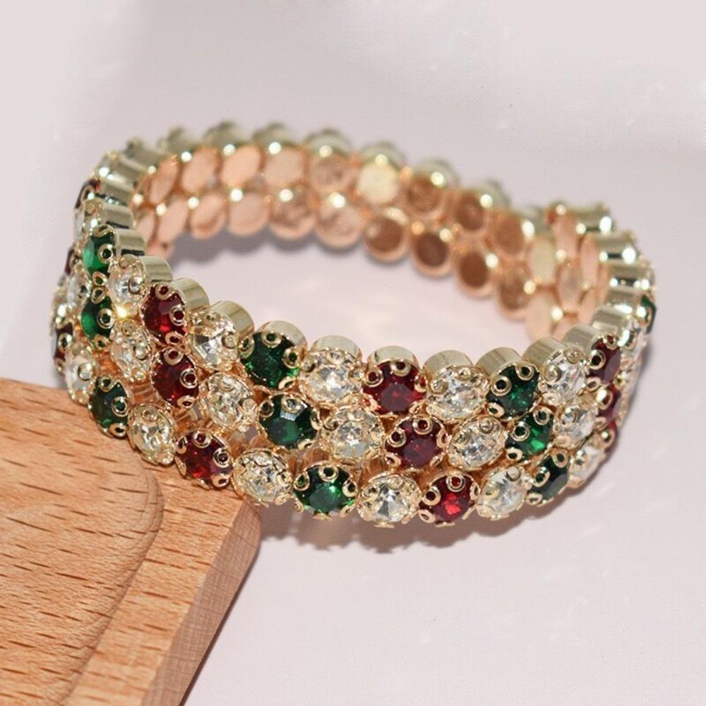 Jewelry Crystal Rhinestones Five Rows Bangles Crystal Bracelets Hand Wrist Bracel Wedding Bangles