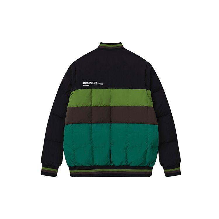 Fila Съемные рукава Дизайн Бейсбольный воротник Теплая надпись Свободная Уличная Стеганая Легкая Хлопковая Пуховая Куртка Мужская Куртка Черная F11M243901F-BK