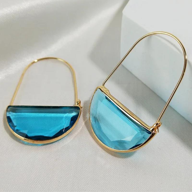 Серьги-подвески с разноцветными кристаллами в форме полукруга, индивидуальные преувеличенные прозрачные серьги-кольца