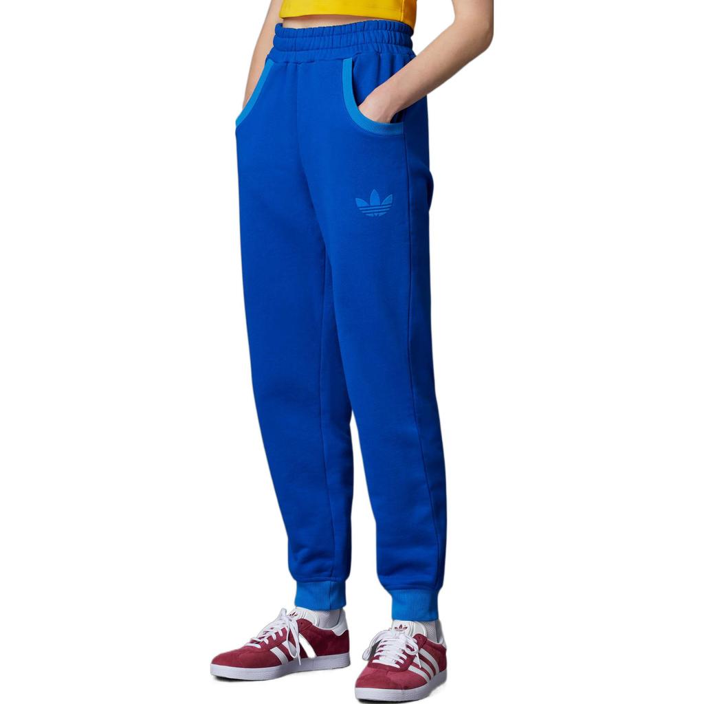 Adidas Originals FW22 Logo Print Elastic Waist Mid-Rise Cuffed Knit Joggers Women Joggers Blue IB2055