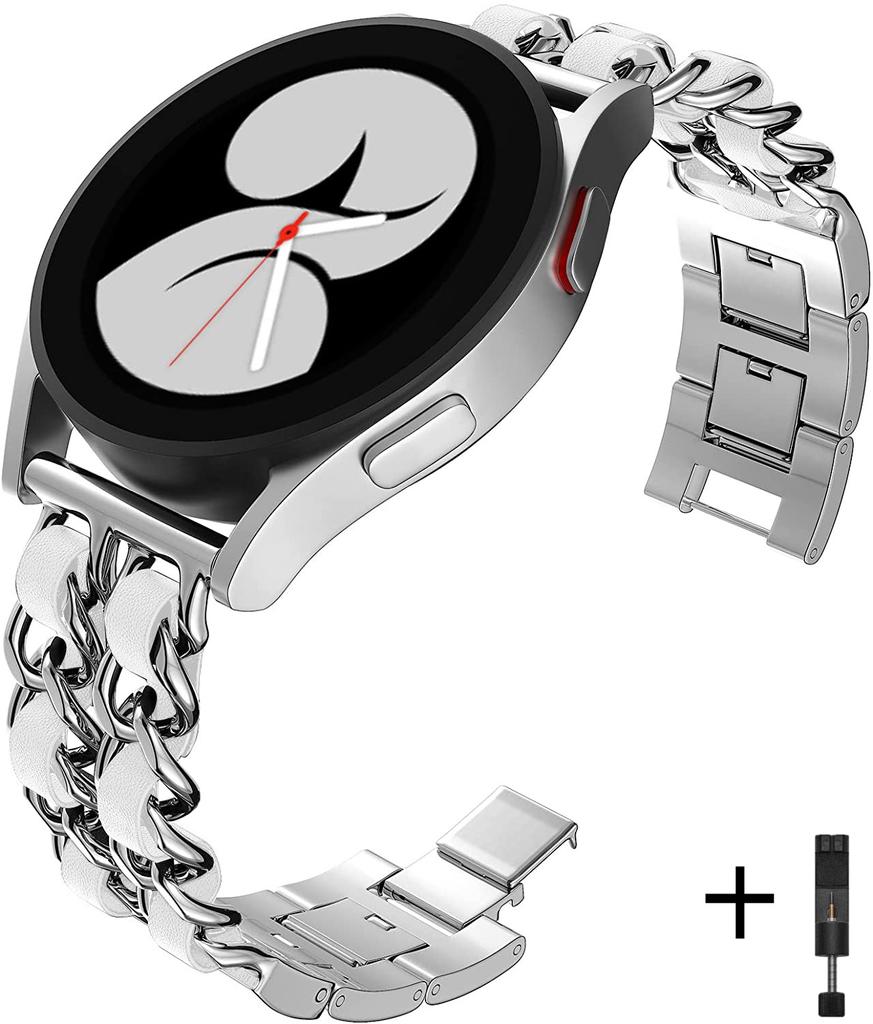YurKem 20 мм 22 мм ремешок для Samsung Galaxy Watch 4 3 5 pro 45 мм active 2 Gear s3 роскошный кожаный + металлический браслет Huawei watch GT/2/3 ремешок