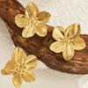 Trendy Stainless Steel Flower Stud Earring Ring Charm 18K Gold Plated High Quality Statement For Women Jewelry Set Gifts