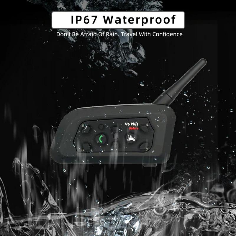 Мотоциклетный шлем V6 Pro Intercom - гарнитура Bluetooth 5.0 с радиусом действия 1500 м и шумоподавлением DSP, система на 6 мотоциклистов